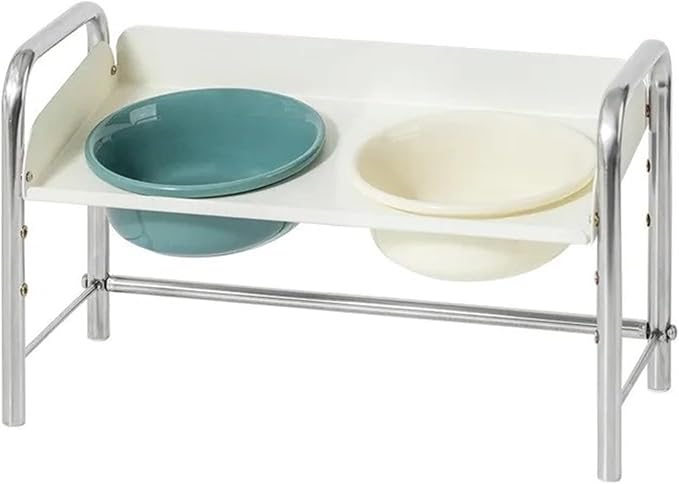 Stainl Steel Cerc Bowl for Small Cats Sloped Mouth Protection Food Basin(White+Dark Green)