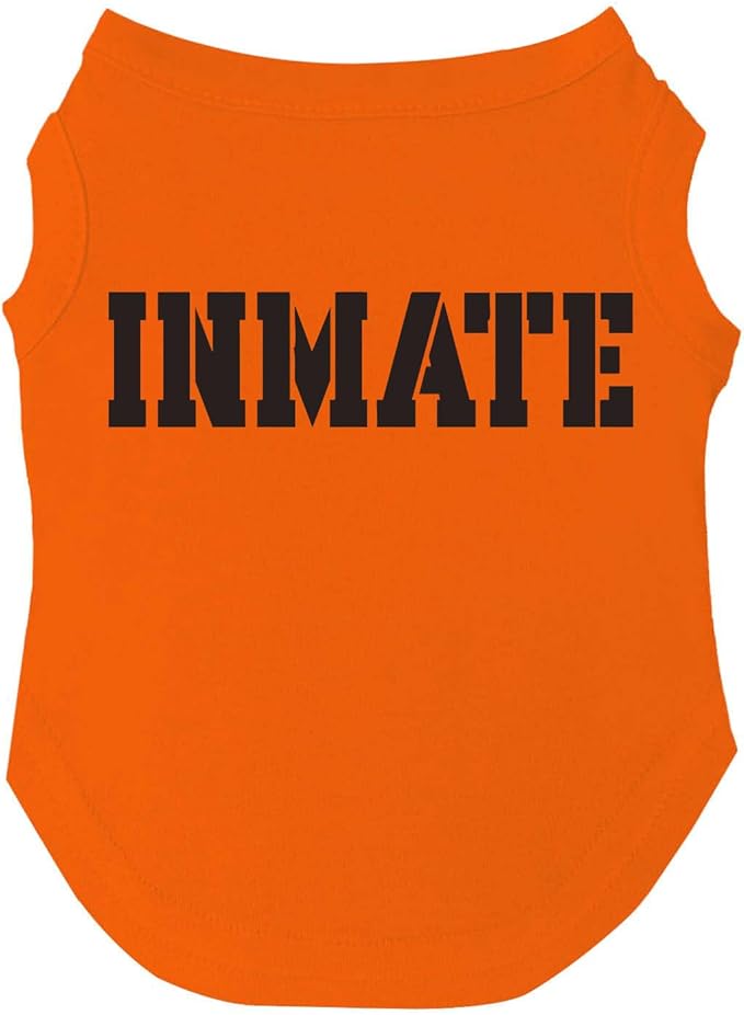 Inmate Costume Dog Tee Shirt | Sleeveless Breeds | Halloween | Jail Outfit | Funny |Orange, 2X-Large 1386