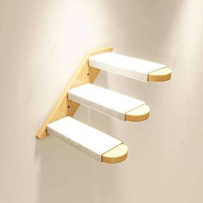 Cat Wall Furniture, Cat Wall Steps with Hemp Rope Covered, Cat Wall Stairs, Wall Mounted Cat Hammock, Cat Shelves for Sleeping, Climbing and Lounging (Color : 3-Layer Ladder)