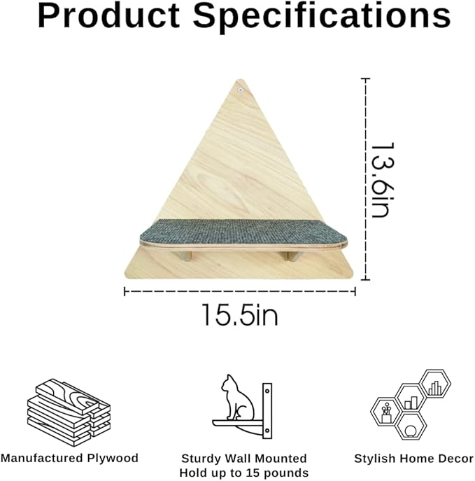 Personalized Wood Cat Shelf, Triangle Shelf Wall Mounted, Custom Cats Name Wood Cat Shelves Bed, Wooden Furniture Perch for Sleeping Playing Scratching