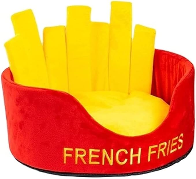 Cat Nest Burger French Fries Shape Cat House Removable and Easy to Clean Cat Sofa Bed Convertible Shape Cat and Dog Nest (French Fries)