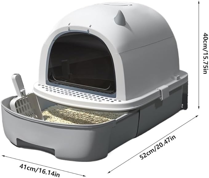 Pet Supplies, Enclosed Cat Litter Box with Scoop,Top Entry, Anti-Splash & Easy Clean(Yellow)