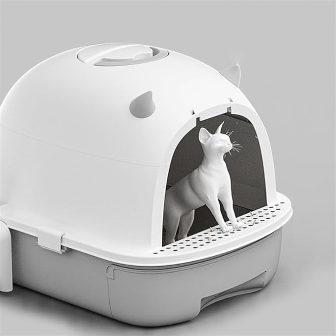 Pet Supplies, Enclosed Cat Litter Box with Drawer, Easy Clean(Yellow)
