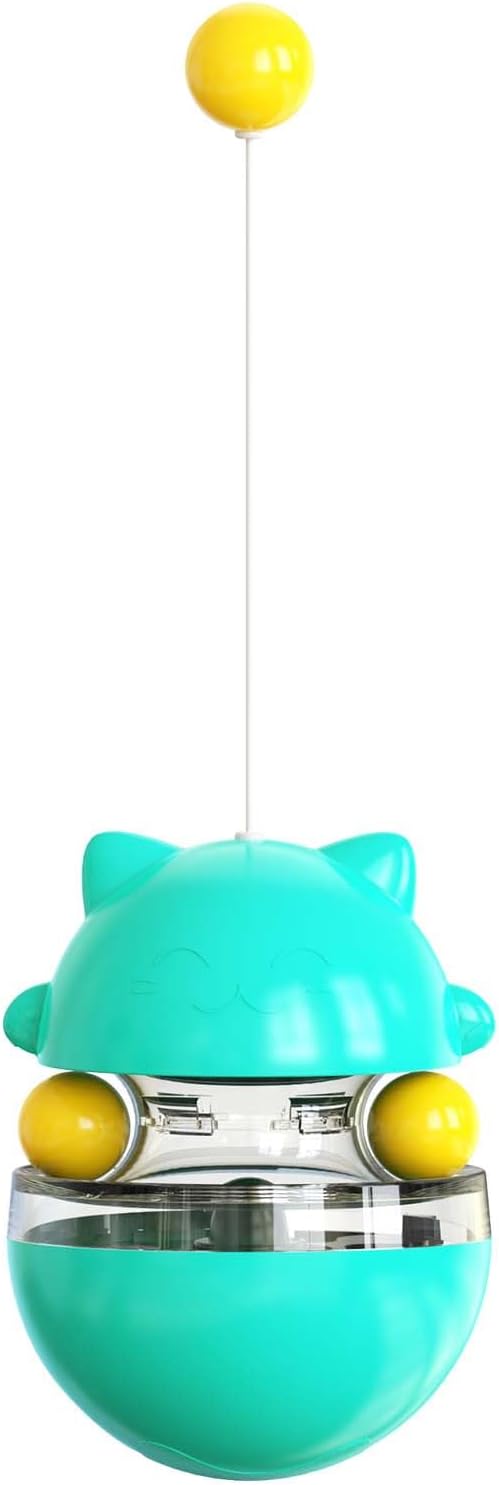 Interactive Cat Toy for Indoor Cats Wobble Treat Dispenser Ball Kitten Food Dispenser & Puzzle Feeder Balls & Enrichment Toys & Mental Stimulation Interactive Brain Game (Blue)