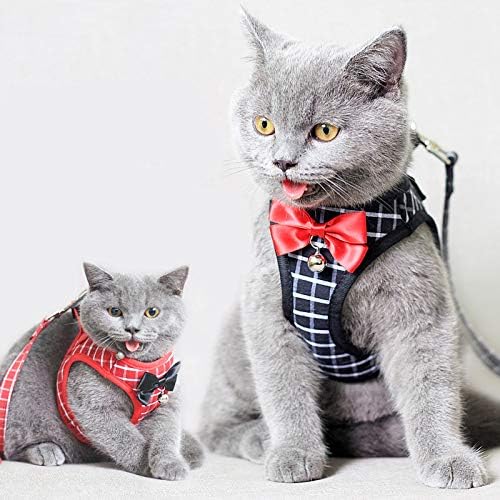 Cat Harness and Leash Escape Proof,Breathable Dog Harness,Cats Harness Escape Proof,Pet Harness,Adjustable Mesh Vest Harness for Puppy Cat Rabbit (Black, M)