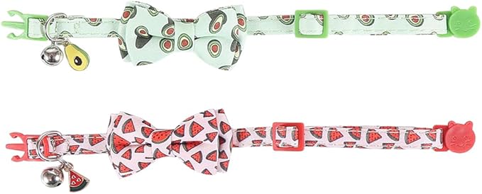 Cat Collar Breakaway with Cute Bow Tie and Bell Fruits Accessories for Kitty Adjustable Safety