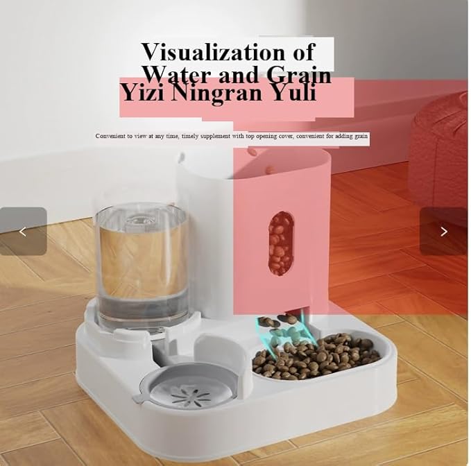 Cat Water Dispenser and Automatic Cat Food Feeder Integrated Water Feeder (Cat face Green, 10.63x9.06x10.63in)