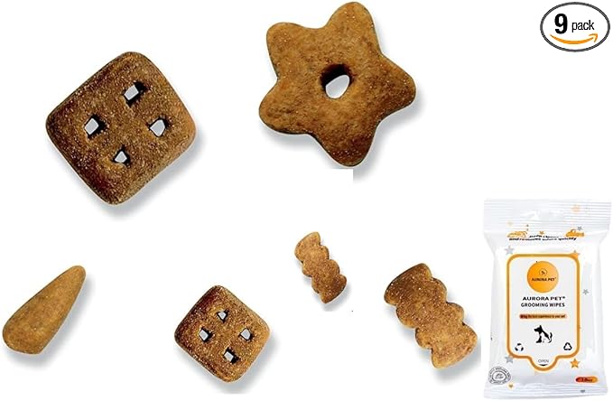 (9 Pack Natural) Cat Treats (3 Chicken, 3 Salmon, 3 Tuna) + AuroraPet Grooming Wipes
