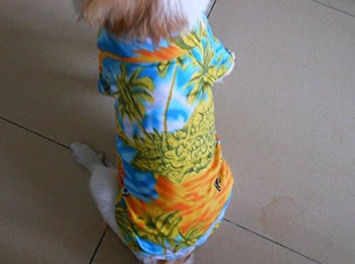Tangpan Hawaiian Beach Coconut Tree Print Dog Shirt Summer Camp Shirt Clothes (Yellow,XL)