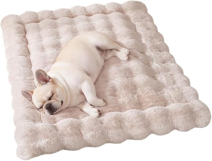 SOMAHE Cat & Dog Bed Mat, Soft Plush Faux Fur Kneading Pet Bed for 2 Cats or Small Dogs, Machine Washable Cat Sleeping Pad, Non-Slip Fluffy Pet Rug for Indoor Cats Kittens & Small Dogs, 27x20 In White