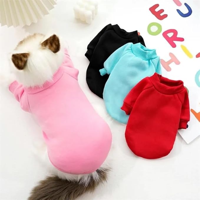 2-Piece Soft Dog & Puppy Sweater - Warm & Cute Winter Outfit for Small Dogs & Cats (Red+Blue, Medium)