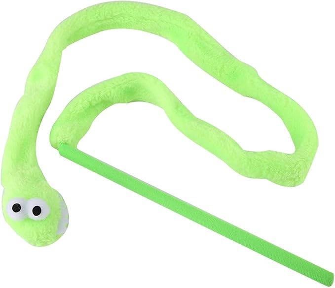 Cat Toy Snake, Serpentine Mint Cat Teasing Stick Enhance Bond with Cats, Pet Stress Relief and Interactive Toys (Green)