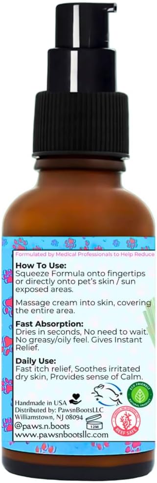 Non-Toxic Sunscreen for Pets, Protective Barrier Cream Non-Toxic Easy to Apply Formula Moisturize & Rejuvinate Cracked Paw Pads, Nose, or Skin. Supports Tissue Growth PawsnBoots Lemongrass
