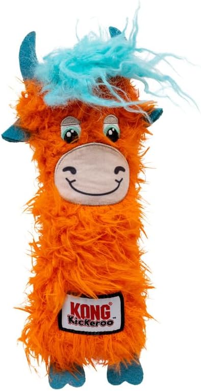 KONG Kickeroo Highland Cow Cat Toy – Plush Catnip Toy with Crinkle Sound & Fluffy Tail – Assorted Colors (1 Pack)