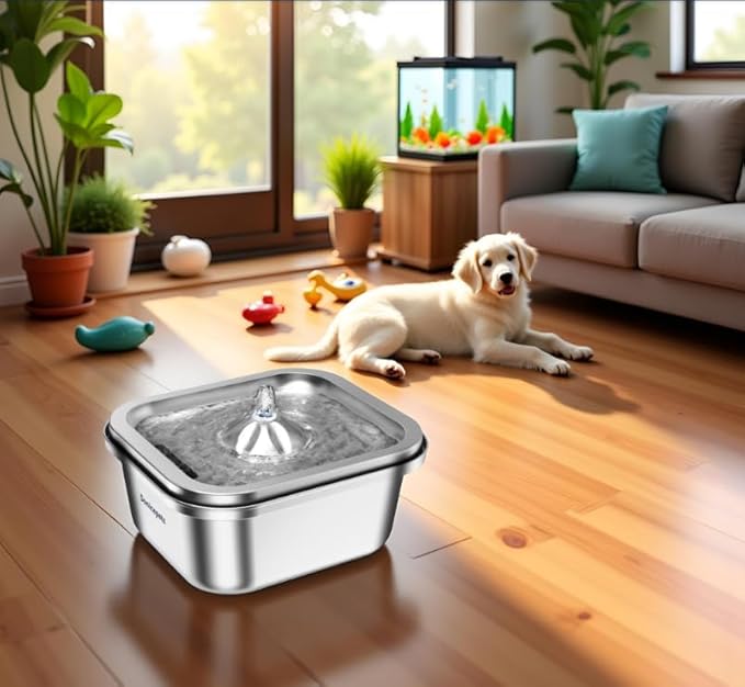 Cat Water Fountain Stainless Steel, Automatic Pet Drinking Fountain Water Bowl Indoor Pet Feeding Watering Supplies