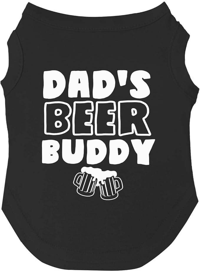 Dad’s Beer Buddy Father's Day Dog Tee Shirt | Sleeveless | Funny Beer Lovers | Brewery Bar | Drinking Parade Event Party (Black, Small 761)