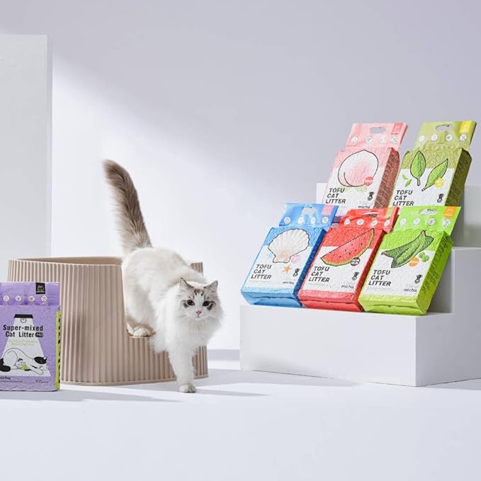 Michu Tofu Cat Litter Natural Clumping Tofu Cat Litter 5.5lb/88oz 5 Scents (Original + Wonder Litter, 2 Pack)
