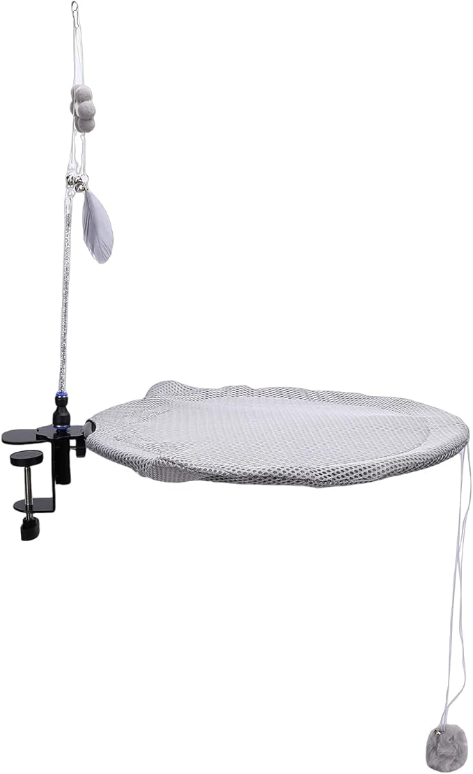Fabater Cat Desk Bed, Space Saving Adjustable Breathable Mesh Cat Hammock, Desk Bed with Removable Washable for Desktops Indoor Cats Kitten Furniture