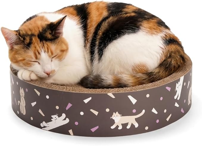 BLUE BAY Cat Scratcher Lounge Bed — 2-in-1 Cardboard Scratch Bowl & Cozy Cat Bed for Indoor Cats, High-Density Corrugated Scratcher, Non-Toxic Recyclable Furniture Protector, All Breeds