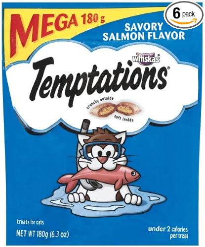 Whiskas Temptations Cat Treats, Savory Salmon (Pack of 6)
