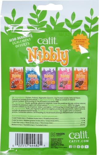 Catit Nibbly Jerky Cat Treats, Chicken & Fish Recipe - Grain-Free Cat Treat White, 1 Ounce (Pack of 2)