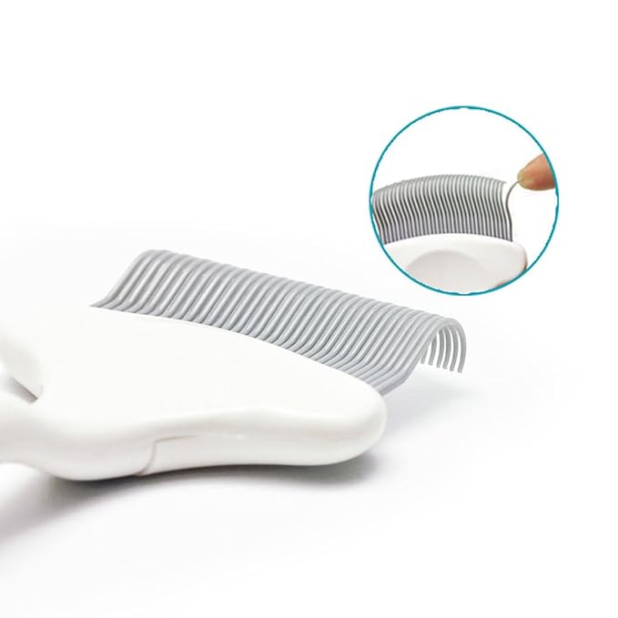 Cabilock Cat Grooming Comb and Pet Hair Cleaning Tool with Elastic Pins, White Detangling Comb for Cats, Pet Grooming Supplies for Matted Fur and Knot Removal