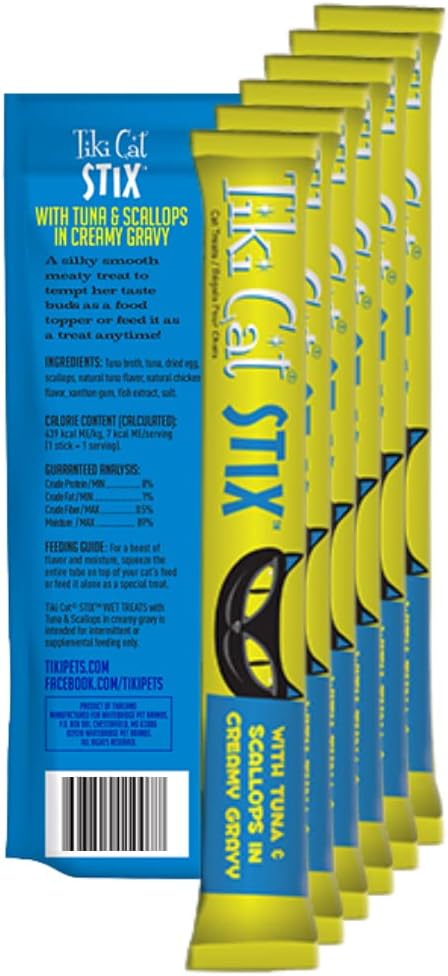 Tiki Stix Wet Mousse Single Serve Lickable Treats | All 6 Flavors | 36 Stix in Total | Bundle with Toy and Booklet