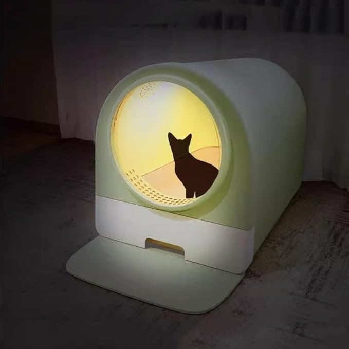 Pet Supplies, Enclosed Cat Litter Box with Lid & Scoop, Splash-Proof Large Pan, Easy Clean(Gray)