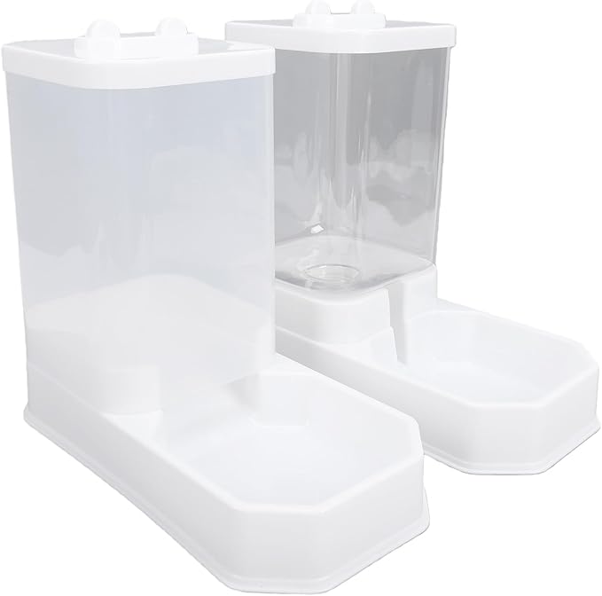 Pet Feeder and Water Dispenser, 4L 2.2KG Automatic Food Water Station for Cat Dog Anti Tipping PP Combo 29x15x26cm