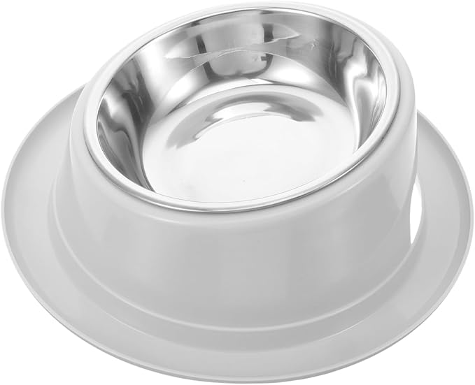 BESPORTBLE 2pcs Non-Slip Stainless Steel Pet Food Bowl for Dogs and Cats Grey Easy to Durable Design for Home Decor Stable Feeding