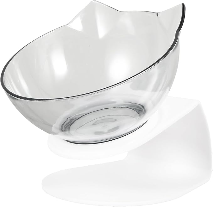 Toyvian Tilted Elevated Plastic Pet Feeding Bowl with Neck Protection for Cats, Single Bowl Suitable for Daily Feeding and Watering