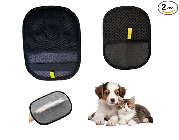 Pet Hair Remover, Electrostatic Pet Hair Removal Gloves, Reusable Cat & Dog Hair Removal Tool, Upgraded Pet Grooming Gloves for Couch, Furniture, Carpet, Clothing & Car Seats（1 Large +1 Small）