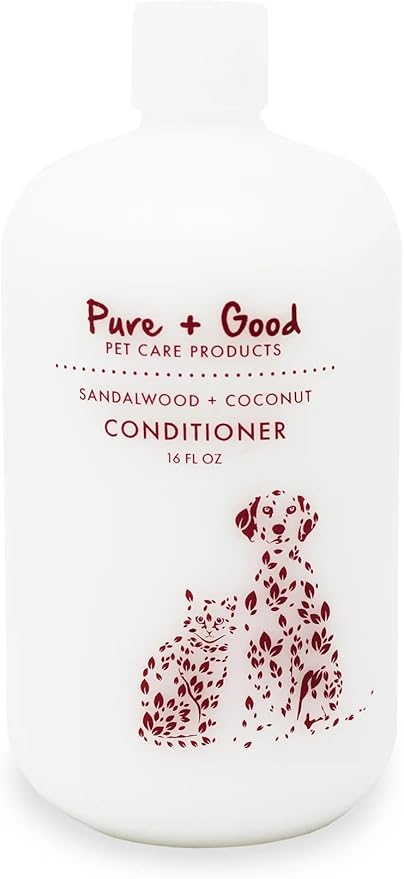 Pure + Good Dog & Cat Conditioner - Moisturizing Pet Conditioner, Made in The USA, Cruelty Free, 16 fl oz (Sandalwood + Coconut)