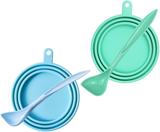 KESYOO 4pcs Pet Food Can Covers with Feeding Spoons Food-grade Silicone Seal Lids for Dog Cat Food Cans Reusable Airtight Sealers Dishwasher Safe Freshness Preserving