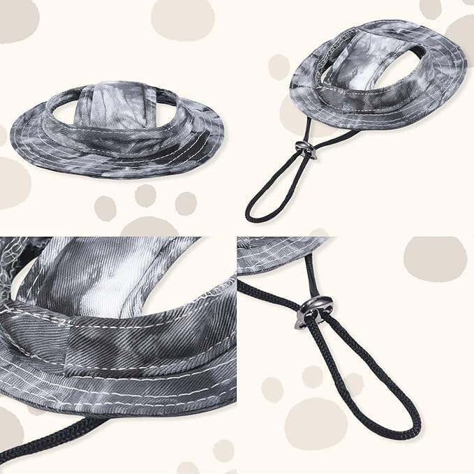 Summer Sun Hat for Dogs & Cats - Adjustable Buckle Fisherman Cap, Breathable UV Protection Pet Hat, Anti-Slip Sunshield Hat for Small Medium Large Pets (Black, Large)