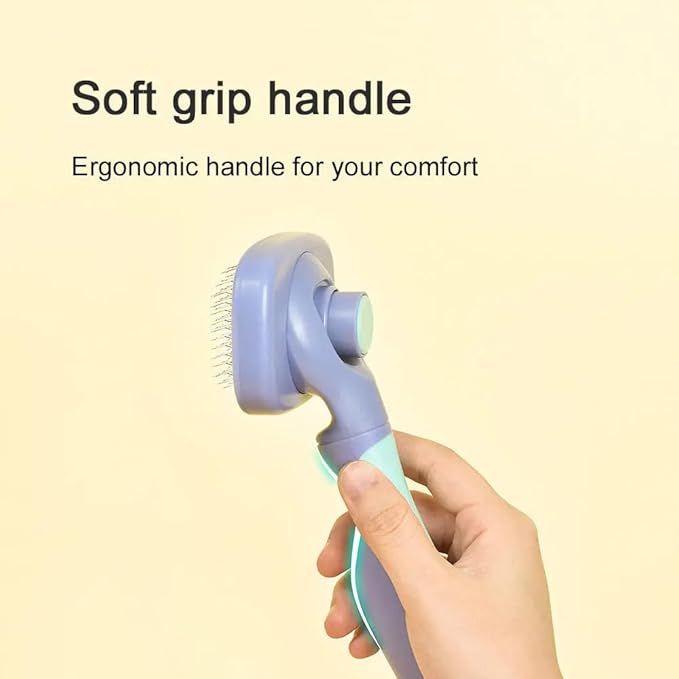 One for Pets Self-Cleaning Dog and Cat Slicker Brush, Cat Brush with Release Button, Indoor Cats Shedding, for Cat and Dog Grooming (Purple & Blue)