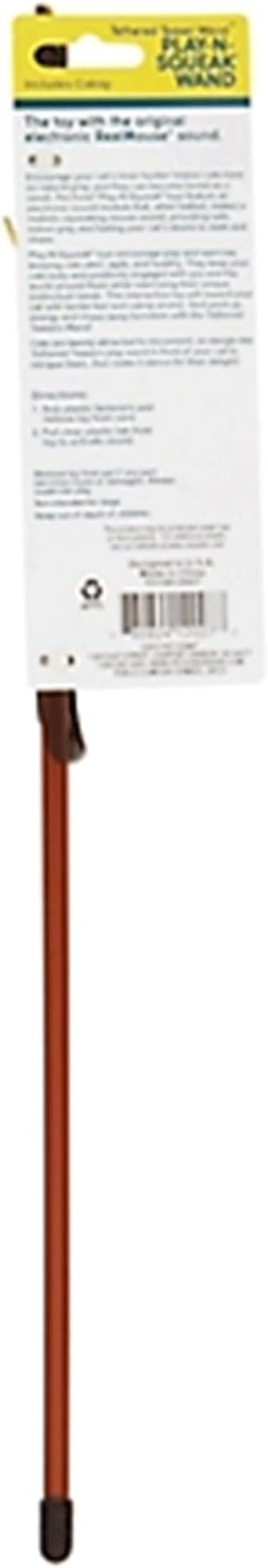 Pet Zone Play-N-Squeak Tether Teaser Wand Cat Toy with Real Mouse Sound
