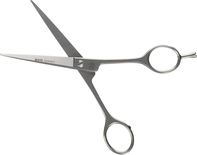 Mars Professional Ergonomic Stainless Steel Hair Cutting Shears with Fingerhook, Microserrated, 6" Length