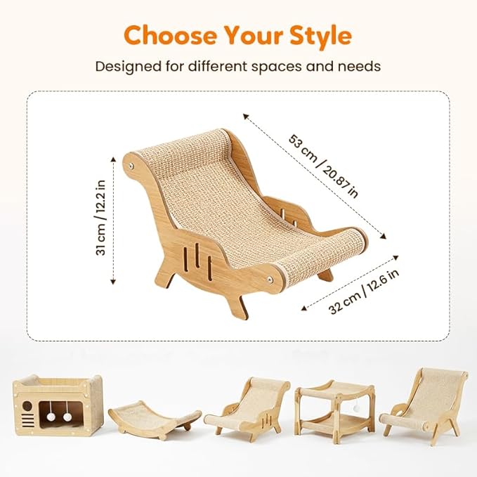 2026 New Cat Recliner Scraper Board, Large 2 in 1 Cat Recliner Scratch Board, Durable Cat Scratching Pad Cat Scratcher Bed Cardboard Cat Scratchers for Indoor Cats (B)