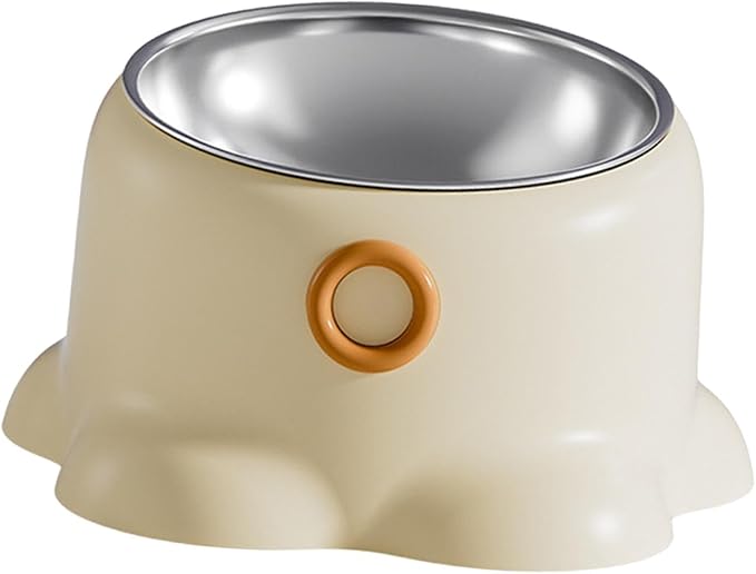 Tilted Cat Feeder Bowl Food Dispenser Living Room Home Travel Indoor Watering Feeding Dish Cat Food Bowl for Pets Small Dogs, Vanilla Brown