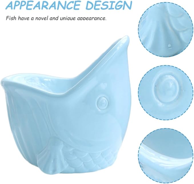 Toddmomy Ceramic Raised Pet Bowl for Cats and Dogs, Blue Artistic Design, Multi-Function Feeding and Watering Bowl, Spine Protection for Puppies and Kittens, Household Pet Accessory