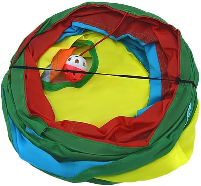 Cat Tunnel Tube Toy Collapsible 3 Way Rainbow, Pet Tunnels for Indoor Cats, Play Tubes with Hanging Ball Perfect for Kittens, Puppies, Rabbits, Interactive Toys for Fun Playtime & Exercise