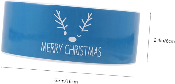 GALPADA Christmas Ceramic Cat Bowl and Pet Food Dish, Blue Reindeer Design, Sturdy Ceramic Material, Suitable for Cat Feeding and Watering, Holiday Themed Pet Supply for Indoor Use
