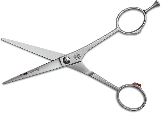 Mars Professional Ergonomic Stainless Steel Hair Cutting Shears with Fingerhook, Microserrated, 5.5" Length