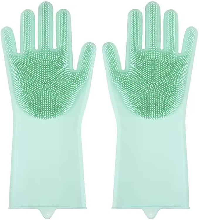 PETLUXE, Pet Grooming Gloves for Dogs & Cats, Silicone Deshedding Brush, Gentle Fur Remover, Bathing & Massage Gloves. 3 Colors Variation (Green)