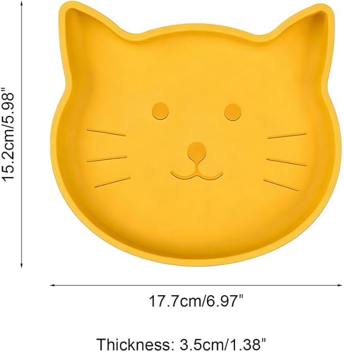 2PCS Silicone Pet Bowls, Non Slip Cat Feeding Dish with Strong Suction Cup, Slow Feeder Shallow Bowl for Dogs Cats, Dishwasher Secure