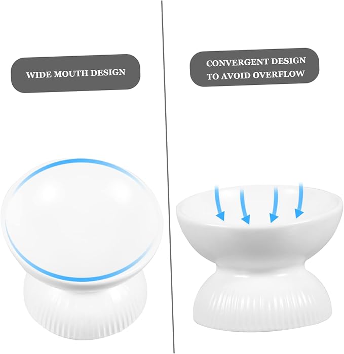 Abaodam Ceramic Cat Feeder Bowl Tip Design Slanted Mouth for Easy Eating Safe Material Cat Food Container for Comfortable Feeding