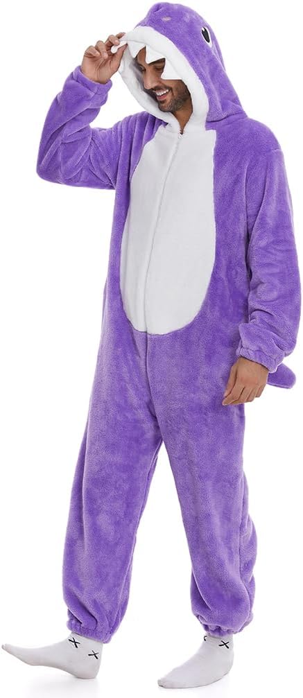 HSCTEK Fuzzy Teddy Fleece Adult Onesies Pajamas - Teen Long Sleeve Zip Up Hooded Blanket Sleep - One Piece Costume