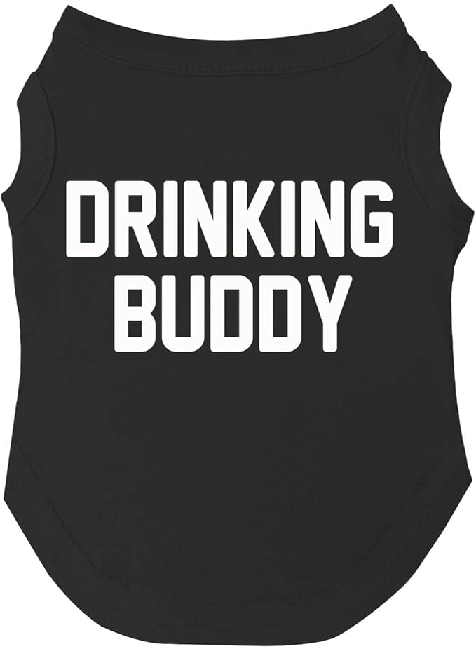 Drinking Buddy Dog Tee Shirt | Sleeveless | Funny Beer Lovers | Brewery Bar | Drinking Parade Event Party (Black, 3X-Large 11)