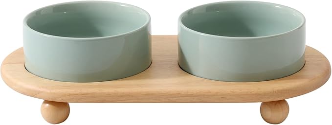 Havniva Raised Cat Bowls Water Bowl 5.1” Elevated Ceramic Cat Food and Water Bowl Whisker Friendly Pet Food Bowls for Indoor Cats, Wide Cat Water Dish Prevent Whisker Fatigue Non Slip Cat Feeder